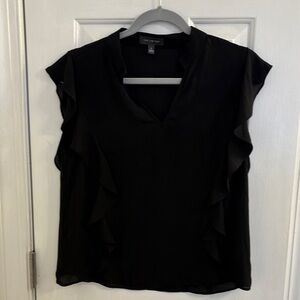 The Limited Black Ruffled Cap Sleeve Blouse